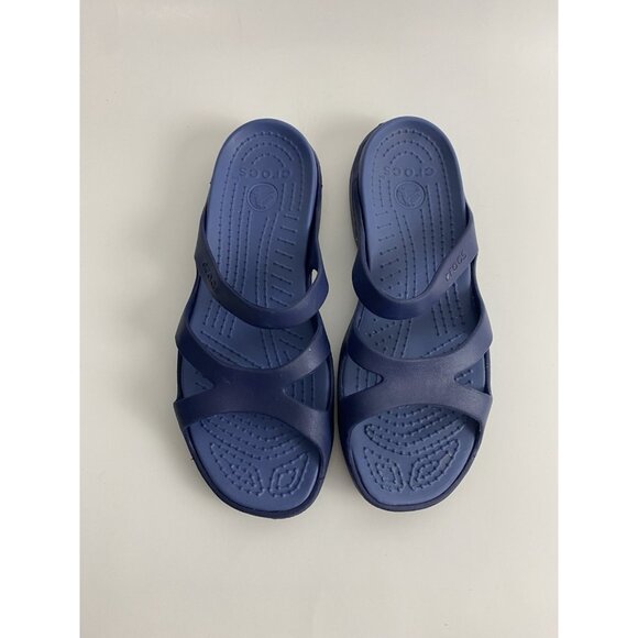 Crocs Kelli Iconic Strappy Slide On Sandal Women's 10 Navy Blue Comfort - Picture 11 of 11